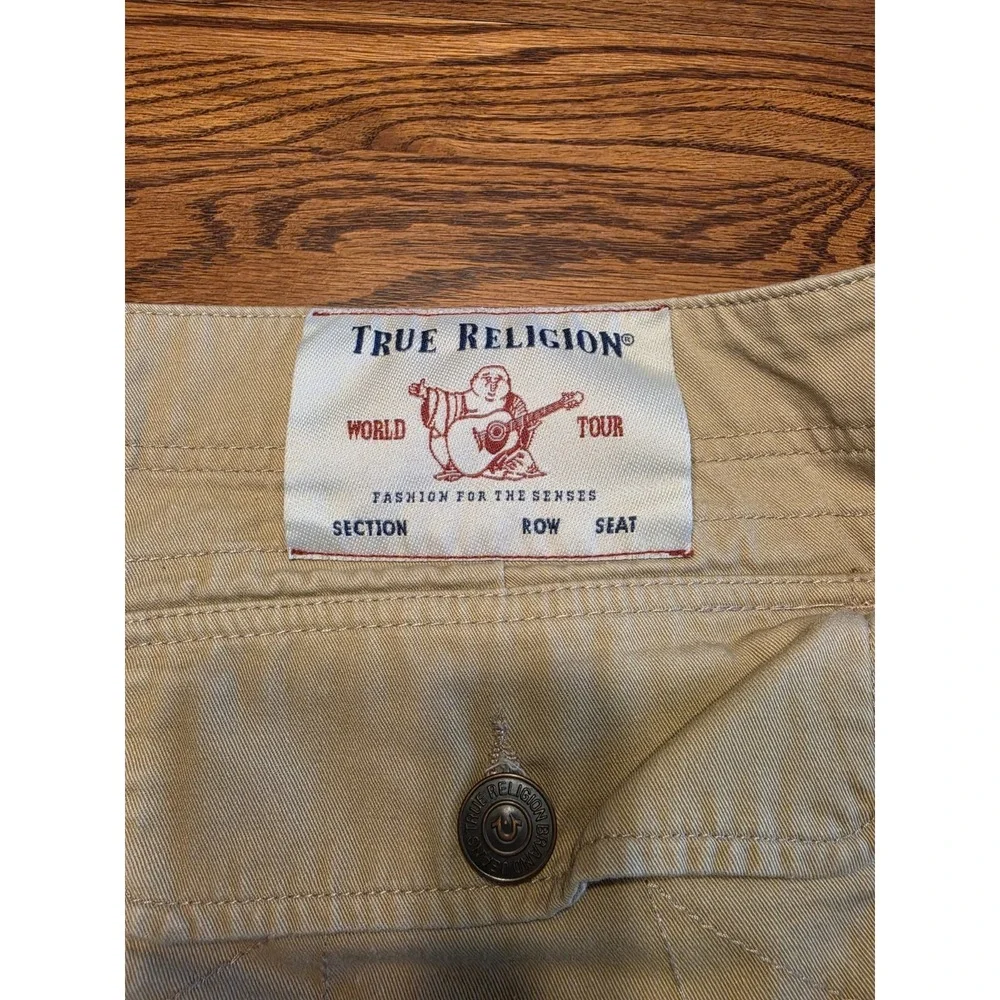 True Religion Cargo Shorts‎ Mens Size 36 Tan 100% Cotton 12.5